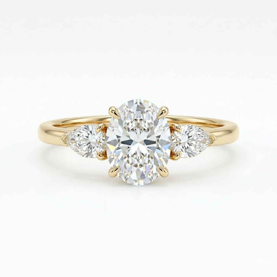 טבעת טריו יהלומי מעבדה - 1.07 קראט