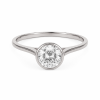 Lab Grown Diamond ring 18K white gold, set with 1 ct round diamond. bezel setting