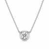 שרשרת סוליטר יהלום מעבדה Round Bezel, זהב לבן 14 קראט - תכשיטי בר-דור