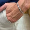 צמיד גורמט מונקו צ'יין זהב לבן 14 קראט ברוחב 4 מ"מ