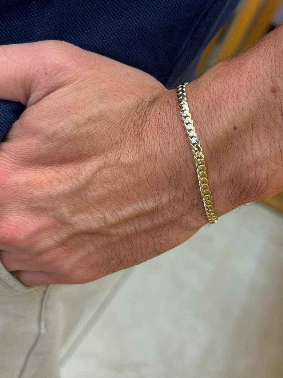 צמיד גורמט מזהב 14 קראט רוחב 4 מ"מ