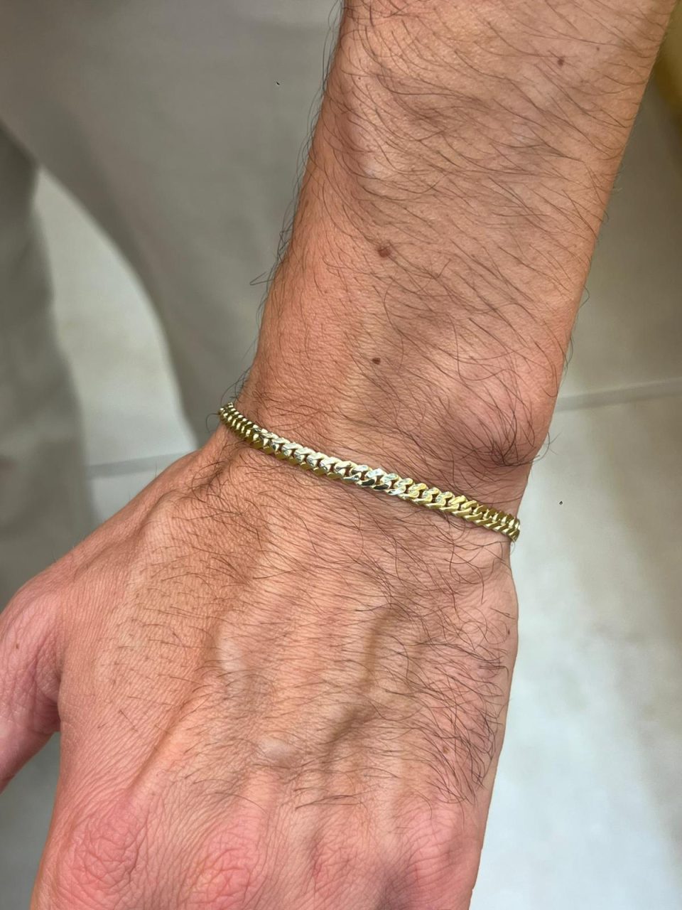 צמיד גורמט מונקו צ'יין זהב צהוב 14 קראט ברוחב 4 מ"מ