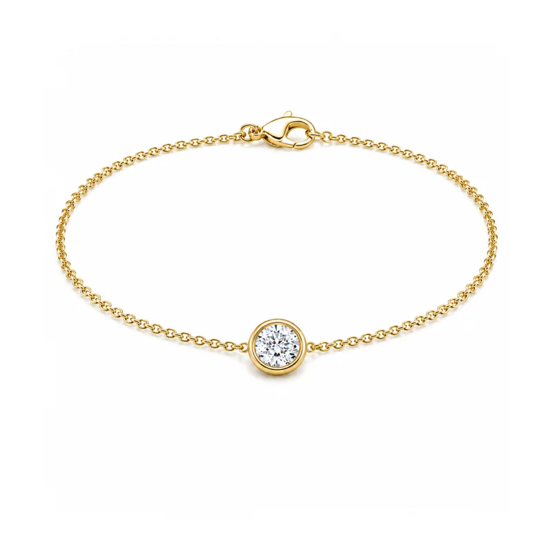 צמיד סוליטר יהלום מעבדה - Round Bezel