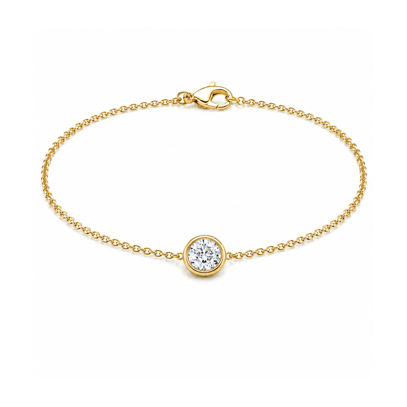 צמיד סוליטר יהלום מעבדה - Round Bezel